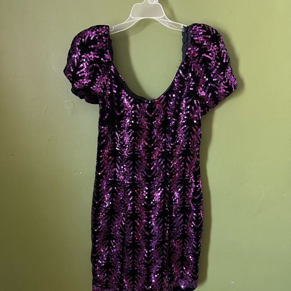 Elegant Purple Sequin Dress